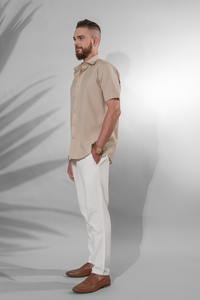 Man in cotton shirt with half sleeves