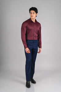 Dark Wine and Navy blue color combination formal shirt pant combo
